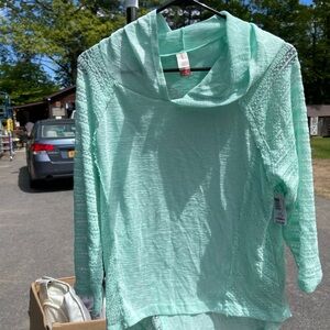 No Boundaries Mint Green Cowl Neck Blouse